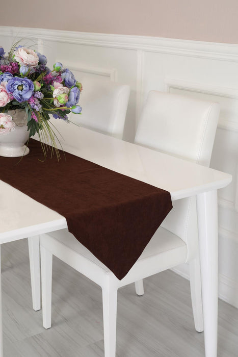 Knit Fabric Table Runner 12 x 36 inches (30 x 90 cm) Machine Washable Table Cloth for Home Kitchen Decorations Wedding,R-13 Brown