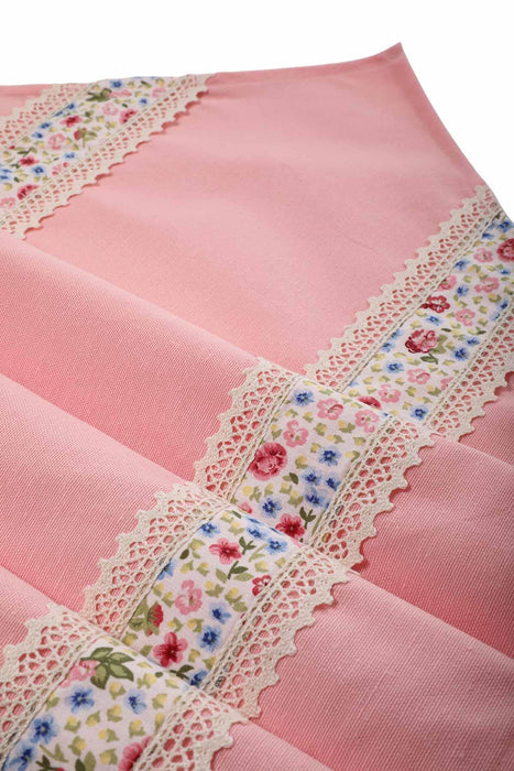 Trimmed Linen Textured Fabric Table Runner with Lace Embroidery 30x90 cm Table Cloth for Home Kitchen Decorations Parties Holidays,R-27K