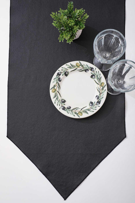 1st Quality Faux Leather Table Runner with Velvet Embroidery 30x90 cm Table Cloth for Home Kitchen Decorations Wedding, Everyday,R-35K