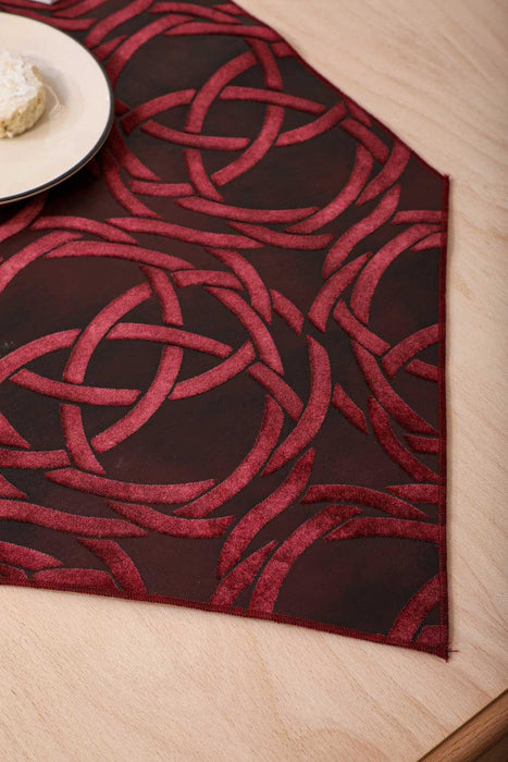 1st Quality Faux Leather Table Runner with Velvet Embroidery 30x90 cm Table Cloth for Home Kitchen Decorations Wedding, Everyday,R-35K