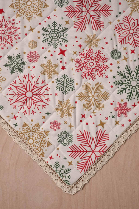 Christmas Table Runner with Lace Embroidery Table Cloth for Home Kitchen Decorations Wedding, Parties, BBQs, Everyday,R-38K Star Pattern 1 - Mustard Yellow