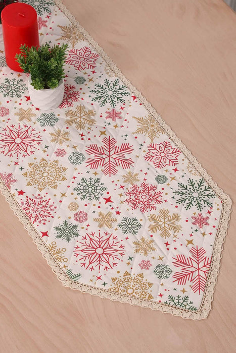 Christmas Table Runner with Lace Embroidery Table Cloth for Home Kitchen Decorations Wedding, Parties, BBQs, Everyday,R-38K Star Pattern 1 - Mustard Yellow