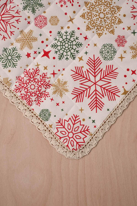 Christmas Table Runner with Lace Embroidery Table Cloth for Home Kitchen Decorations Wedding, Parties, BBQs, Everyday,R-38K Star Pattern 1 - Ivory