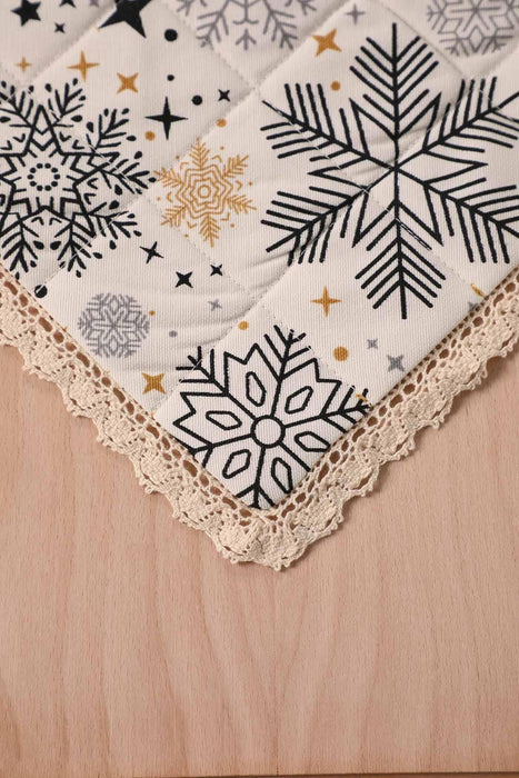 Christmas Table Runner with Lace Embroidery Table Cloth for Home Kitchen Decorations Wedding, Parties, BBQs, Everyday,R-38K Star Pattern 2 - Mustard Yellow