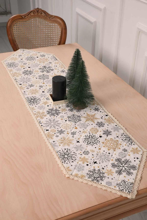 Christmas Table Runner with Lace Embroidery Table Cloth for Home Kitchen Decorations Wedding, Parties, BBQs, Everyday,R-38K Star Pattern 2 - Mustard Yellow