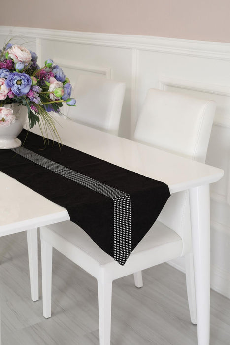 Table Runner with Diamante Strip 16 x 55 inches (40 x 140 cm) Table Cloth for Home Kitchen Party Wedding Decorations,R-3