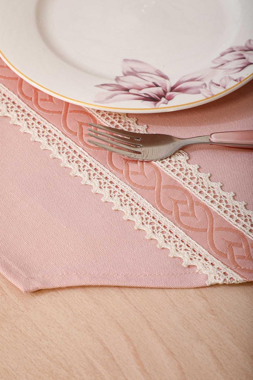 Trimmed Duck Fabric Table Runner with Lace Embroidery 12 x 36 inches (30 x 90 cm) Table Cloth for Home Kitchen Decorations Wedding,,R-42K