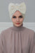 Velvet Bowtie Instant Turban Hijab for Women Lightweight Head Wrap, Luxurious Velour Pre-Tied Instant Turban, Trendy Velvet Chemo Cap,B-11K Ivory