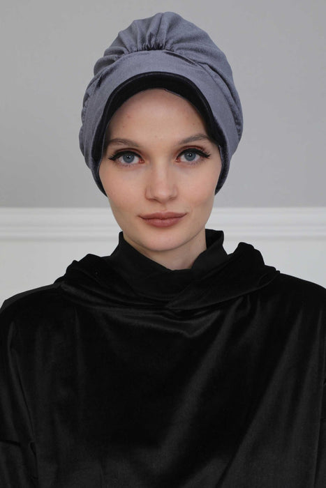 Super Soft Velvet Newsboy Visor Cap for Women, Elegant Comfortable Plain Turban Visor Cap for Daily Use, Chic Velvet Chemo Headwear,B-30K Anthracite