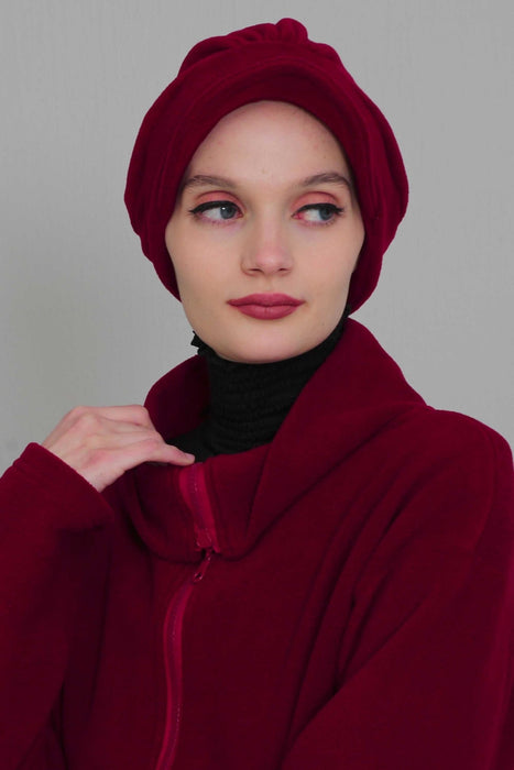 Comfortable Newsboy Visor Cap made from Soft Fleece Fabric, Stylish Women Visor Cap for Daily Occasions, Fleece Fabric Chemo Headwear,B-30P Maroon