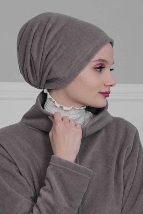 Elegant Rose Embellished Instant Turban for Women, Floral Soft Instant Turban with a Huge Handmade Rose Figure, Winter Instant Turban,B-61 Grey