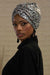 Contemporary Sequined Instant Turban for Women, Shiny and Comfortable Easy Wrap Turban Head Cover, High Quality Breathable Bonnet Cap,B-9PUL Silvery Grey-Brown