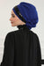 Two Colors Instant Turban Lightweight Chiffon and Sequined Scarf Head Turbans For Women Headwear Stylish Elegant Design,HT-47P Sax Blue - Black