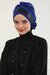 Two Colors Instant Turban Lightweight Chiffon and Sequined Scarf Head Turbans For Women Headwear Stylish Elegant Design,HT-47P Sax Blue - Black