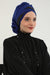 Two Colors Instant Turban Lightweight Chiffon and Sequined Scarf Head Turbans For Women Headwear Stylish Elegant Design,HT-47P Sax Blue - Black