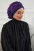 Two Colors Instant Turban Lightweight Chiffon and Sequined Scarf Head Turbans For Women Headwear Stylish Elegant Design,HT-47P Purple - Black