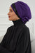 Two Colors Instant Turban Lightweight Chiffon and Sequined Scarf Head Turbans For Women Headwear Stylish Elegant Design,HT-47P Purple - Black