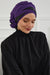 Two Colors Instant Turban Lightweight Chiffon and Sequined Scarf Head Turbans For Women Headwear Stylish Elegant Design,HT-47P Purple - Black