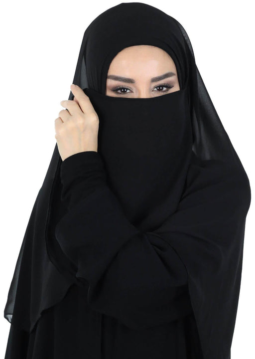 Practical Black Veil, Instant Chiffon Shawl and Veil, Practical Shawl, Modest Head Scarf Turban Hijab and Veil,PC-1 Black