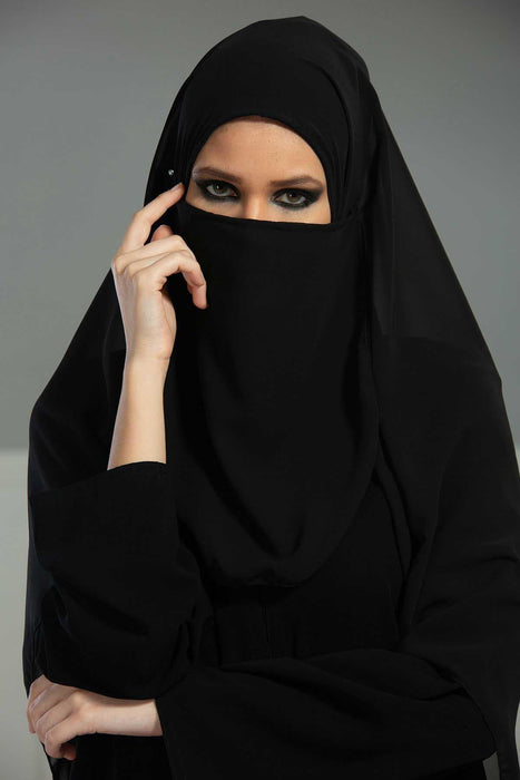 Practical Black Veil, Instant Chiffon Shawl and Veil, Practical Shawl, Modest Head Scarf Turban Hijab and Veil,PC-1 Black