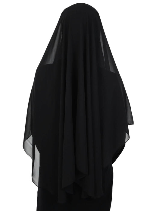 Practical Black Veil, Instant Chiffon Shawl and Veil, Practical Shawl, Modest Head Scarf Turban Hijab and Veil,PC-1 Black