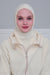 Premium Soft Fleece Instant Turban Bonnet for Women, Head and Neck Full Coverage Hijab Head Wear, Soft & Comfortable Modest Head Wrap,TB-1P Ivory