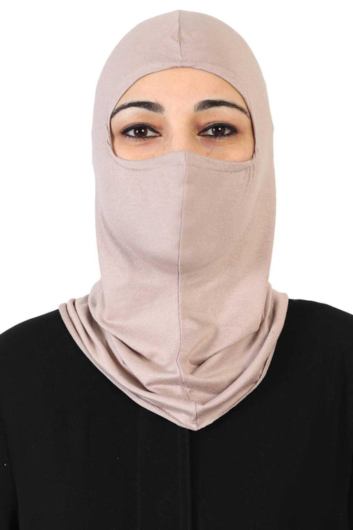 Full-Coverage Instant Turban Face Mask, Easy to Wear Inner Bonnet Ninja Cap, Balaclava Wind-Resistant Face Mask Muslim Head Cover Gift,TB-2 Mink