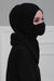 Instant Turban Fleece Lightweight Inner Bonnet Ninja Cap, Slip on Hijab, Balaclava Wind-Resistant Face Mask,TB-2P Black