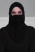 Instant Turban Fleece Lightweight Inner Bonnet Ninja Cap, Slip on Hijab, Balaclava Wind-Resistant Face Mask,TB-2P Black