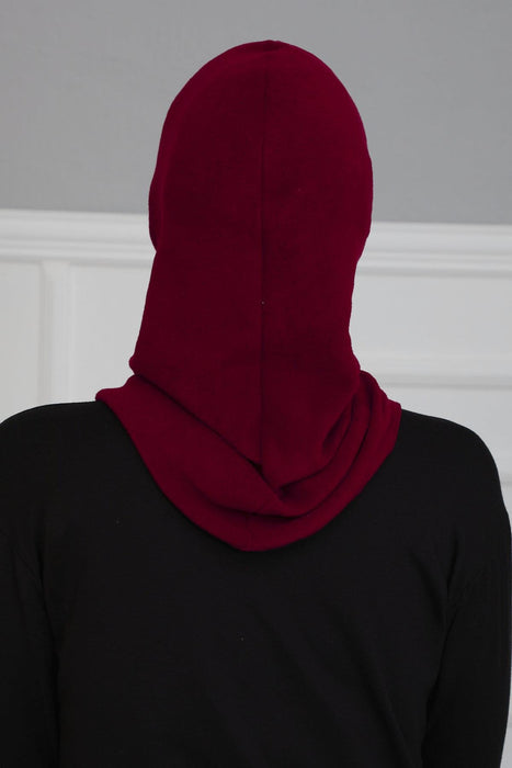 Instant Turban Fleece Lightweight Inner Bonnet Ninja Cap, Slip on Hijab, Balaclava Wind-Resistant Face Mask,TB-2P Maroon