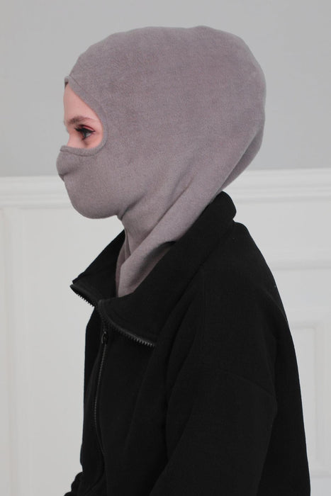 Instant Turban Fleece Lightweight Inner Bonnet Ninja Cap, Slip on Hijab, Balaclava Wind-Resistant Face Mask,TB-2P Grey