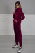 Chic Hooded Tracksuit with Pockets, Velvet Women Tracksuit Pyjamas, One-size-fits-all Casual Velour Sweatsuit for Women,TK-2 Maroon