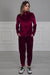 Chic Hooded Tracksuit with Pockets, Velvet Women Tracksuit Pyjamas, One-size-fits-all Casual Velour Sweatsuit for Women,TK-2 Maroon