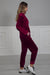 Chic Hooded Tracksuit with Pockets, Velvet Women Tracksuit Pyjamas, One-size-fits-all Casual Velour Sweatsuit for Women,TK-2 Maroon