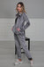 Chic Hooded Tracksuit with Pockets, Velvet Women Tracksuit Pyjamas, One-size-fits-all Casual Velour Sweatsuit for Women,TK-2 Grey