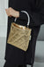 Pearly Handle Stylish Faux Leather Handbag for Women,CE-6 Gold