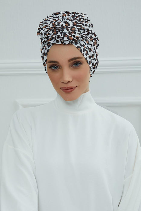 Fashionable High Quality Instant Turban Scarf Head Wrap made from Combed Cotton, Chemo Headwear with Beautiful Rose Patterns,B-21YD Wild Elegance