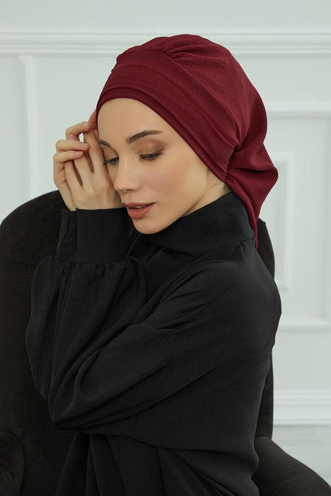 Instant Turban Lightweight Aerobin Scarf Head Turbans For Women Headwear Stylish Elegant Design,HT-91 Maroon