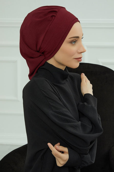 Instant Turban Lightweight Aerobin Scarf Head Turbans For Women Headwear Stylish Elegant Design,HT-91 Maroon