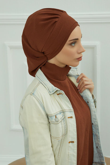 Instant Turban Lightweight Aerobin Scarf Head Turbans For Women Headwear Stylish Elegant Design,HT-91 Cinnamon