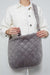 Plush and Zippered Shoulder Bag with Diamond Patterned Design, Large Casual Plush Women Shoulder Bag, Comfortable Casual Women Bag,C-41 Grey