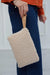 Teddy Fabric Handbag Toilet Bag Vanity Case Daily Bag with Leather Grip for Women,CE-16K Beige