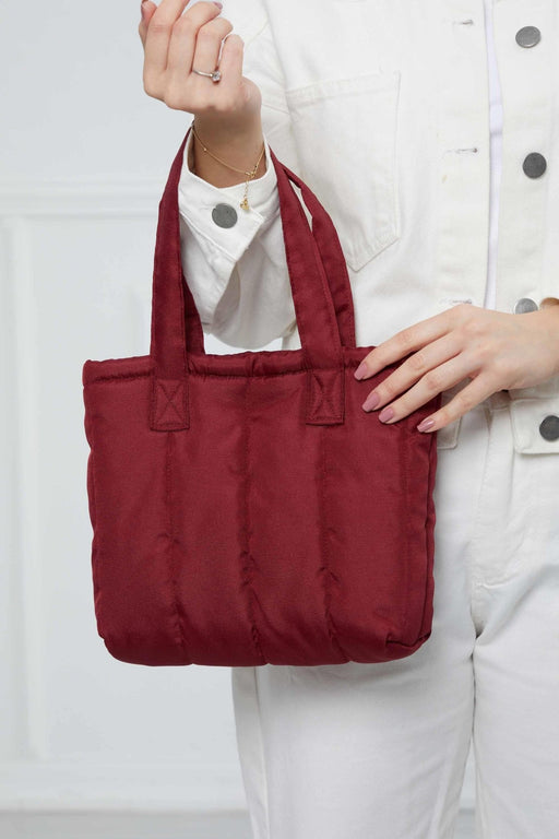 Sturdy and Stylish Handbag with Magnetic Closure, Strong Handmade Handbag made from Polyamide Fabric, Women's Tote Bag,CK-50 Maroon