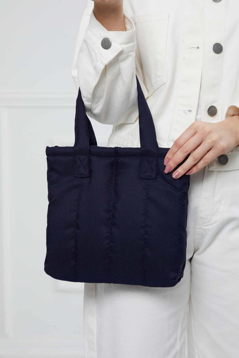 Sturdy and Stylish Handbag with Magnetic Closure, Strong Handmade Handbag made from Polyamide Fabric, Women's Tote Bag,CK-50 Navy Blue