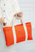 High Quality Zippered Women Bag with Faux Leather Handles, Large Capacity Women Tote Bag, Casual Sturdy Women Bag with Zipper,CK-53 Orange - Brown