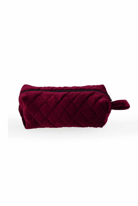 Velvet Zippered Makeup Bag with Handle, 10 x 4 Inches (25x10 cm.) Handmade Cosmetic Handbag, Elegant Soft Touch Makeup Bag for Women,CMB-7 Maroon