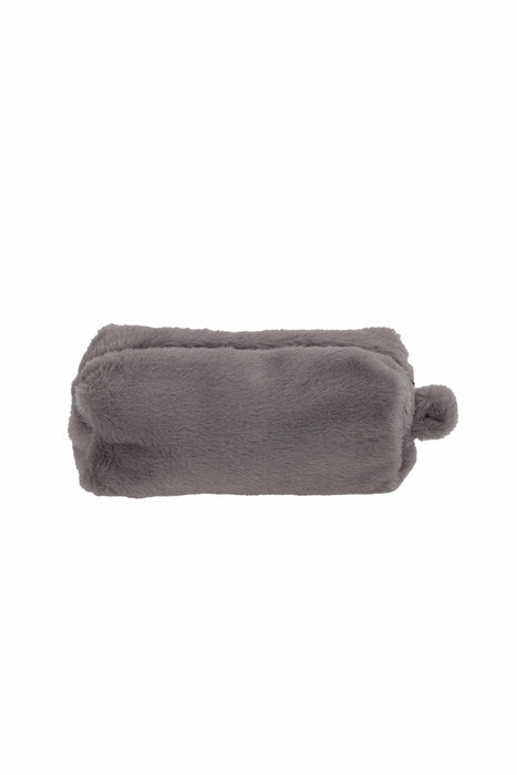 Plush Zippered Makeup Bag with Handle, 7.9 x 5.9 Inches (20x15 cm.) Handmade Cosmetic Bag with a Soft Touch,CMK-6 Grey