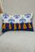 Tasseled 20x12 Pillow Cover with Adorable Patterns, Decorative Cushion Cover with Hanging Tassels, Stylish Lumbar Pillow Cover,K-273 Suzani Pattern 8 - Blue