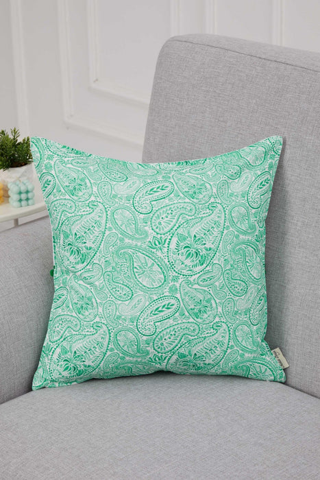 Spring-Inspired Throw Pillow Cover with Pom-Pom Trim, Handmade 18x18 Inches Paisley and Stripe Pillow Cover Design for Sofa and Couch,K-315 Suzani Pattern 46-48