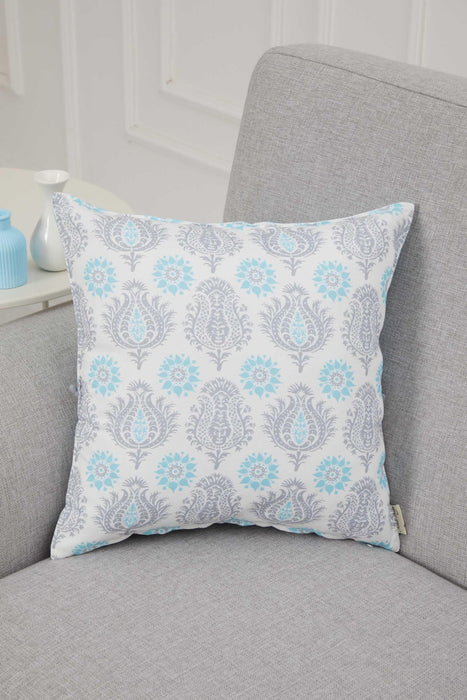 Spring-Inspired Throw Pillow Cover with Pom-Pom Trim, Handmade 18x18 Inches Paisley and Stripe Pillow Cover Design for Sofa and Couch,K-315 Suzani Pattern 63-62